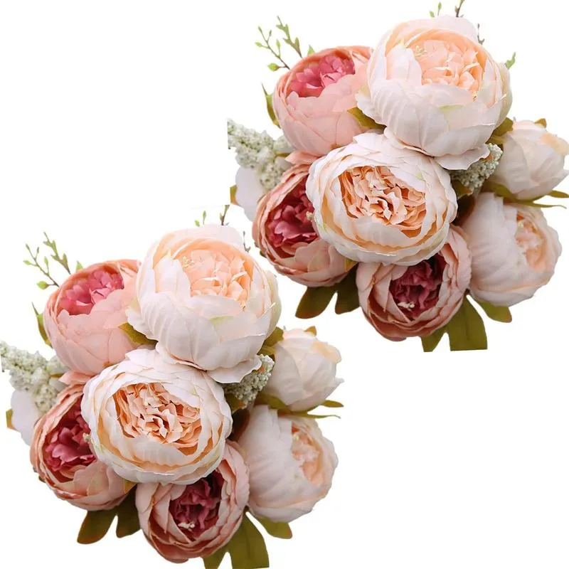 Couronnes de fleurs décoratives grande pivoine Vintage Imitation fleur artificielle Rose Bouquet salon maison bureau jardin mariage DecorDecora