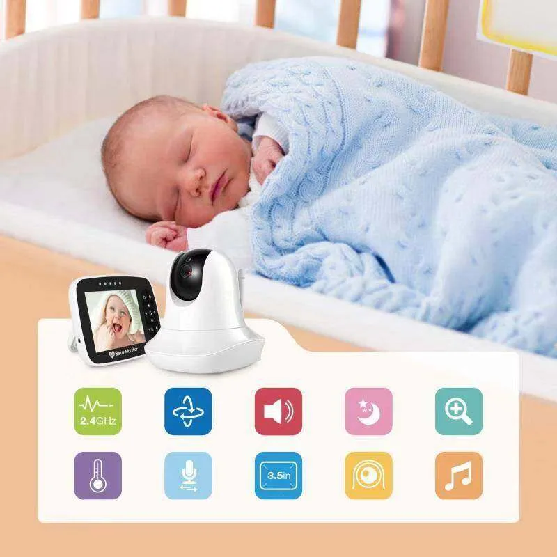 SMART M935 3,5 tums baby monitor infraröd nattvision trådlös video färgmonitor med vagga fjärrkontrollpan-tilt-zoom-samtal tillbaka