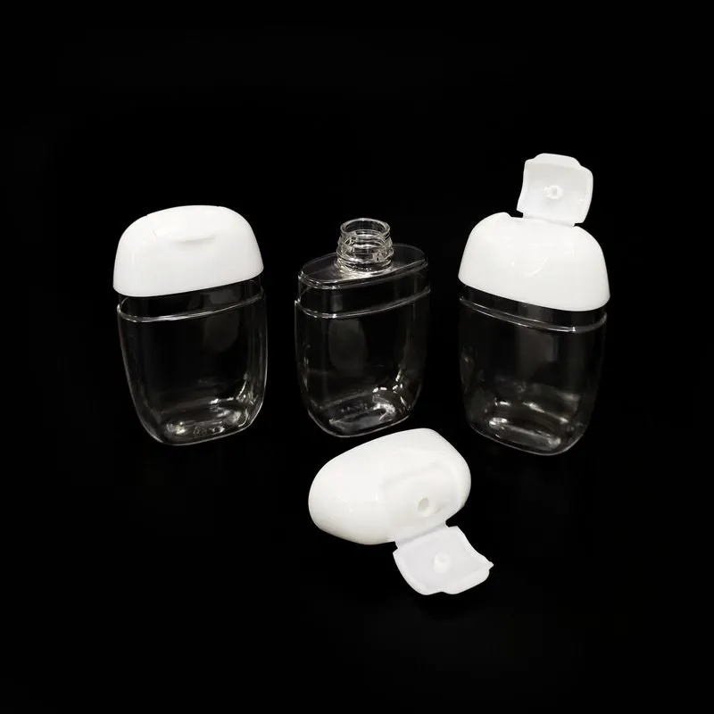 30 ml rąk dezynfekuzator plastikowy butelki Flip butelki Petg małe próbki haczyka słoiki przenośny klawisz przezroczysty przezroczysty gniazdo fabryczne
