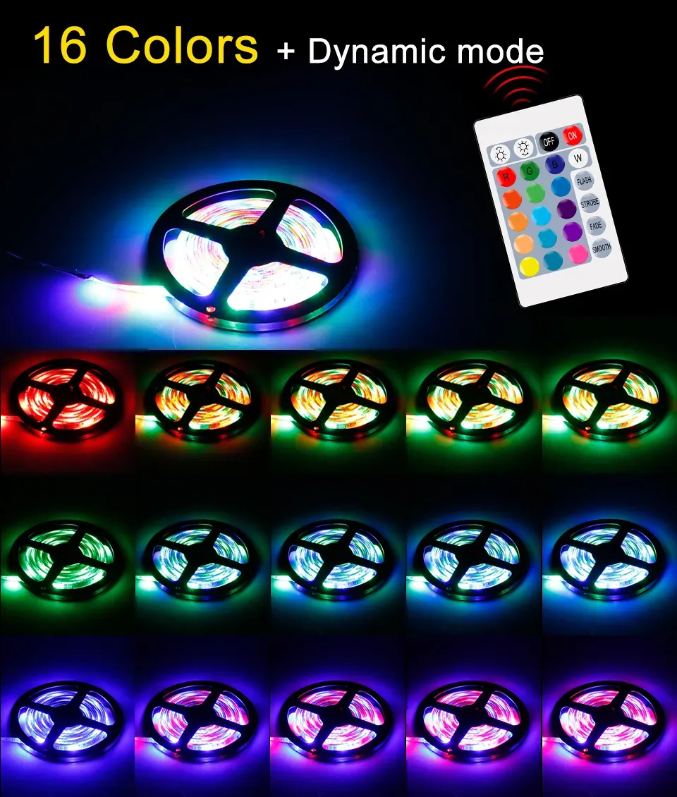 5V USB RGB LED Strip Light 2835SMD Flexible Ledstrip Rgbw Ribbon 1M 2M  4M 5M HDTV TV Desktop Screen Backlight Bias Lighting