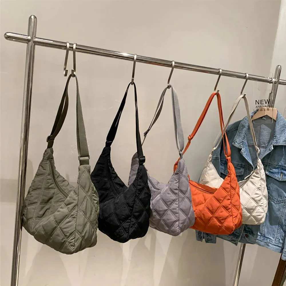 Sacs à bandoulière en toile du sac de soirée Eco réutilisable Shopper mode couleur unie grande capacité sacs à main décontracté bandoulière gonflé sac fourre-tout 231108