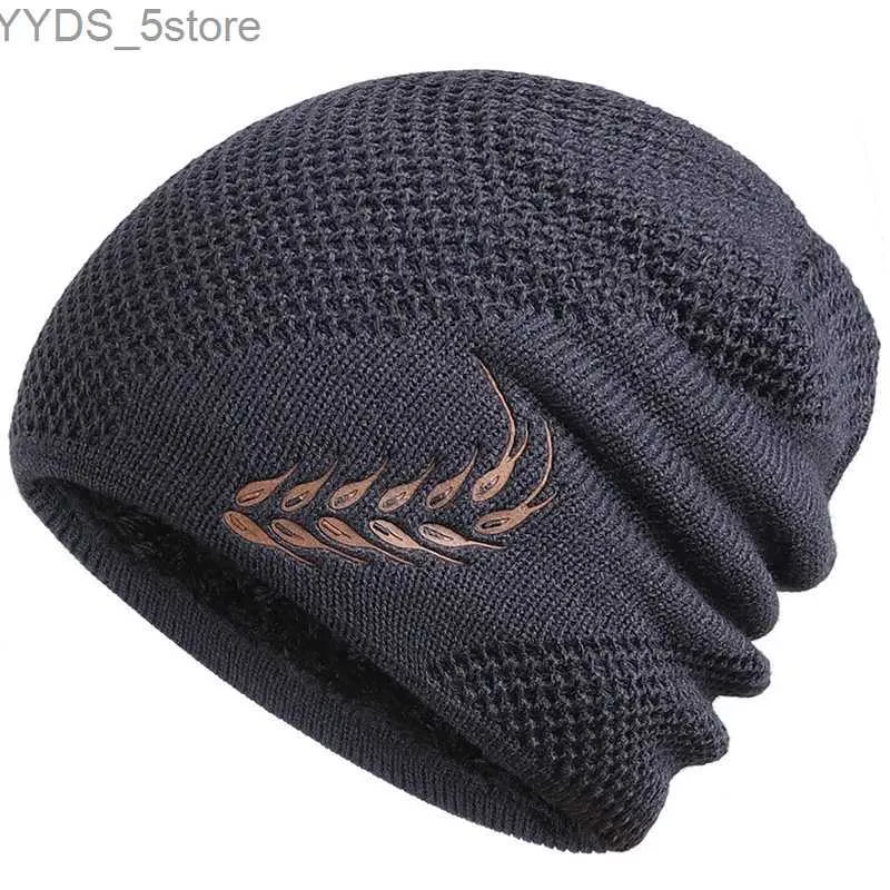 Beanie/Kafatası Kapakları Örgü Beanie Kış Şapkası Termal Kalın Polar Polar Kar Kafatası Kapağı Erkekler ve Kadınlar İçin Sonbahar Şapkası Plus Kadife Buğday Örme Şapka YQ231108