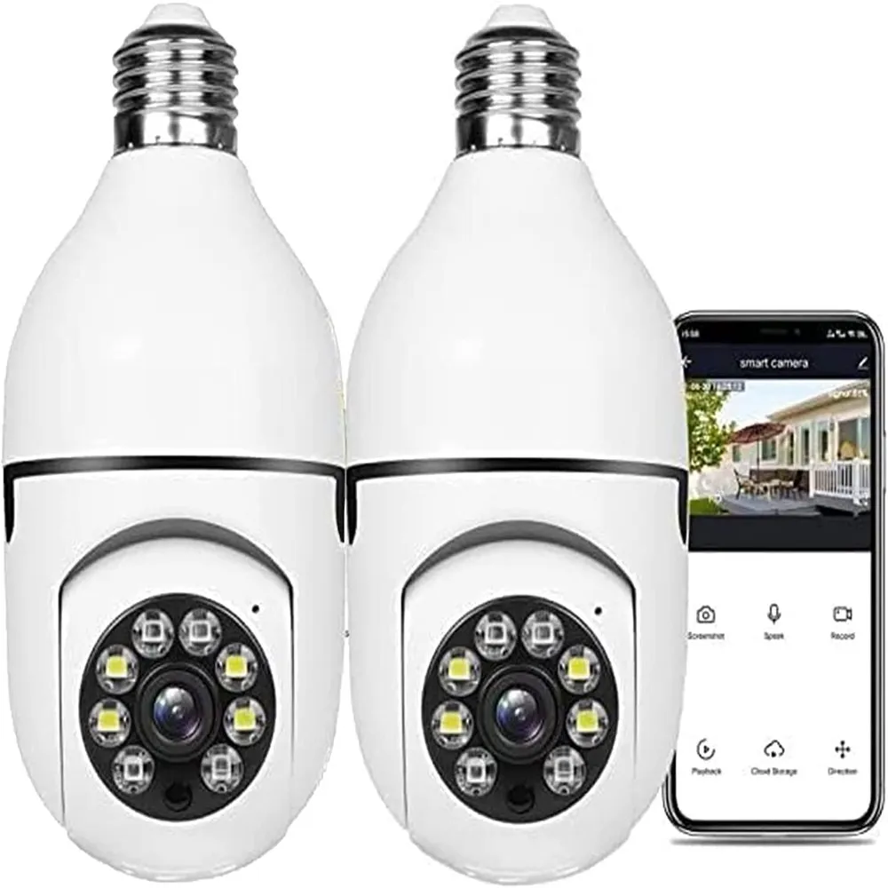 E27 Ampul Tipi Kablosuz Kamera 1080p 360 ﾰ Panoramik WiFi IP Kamera