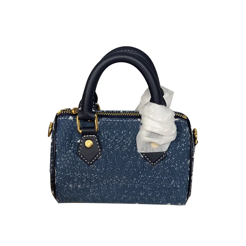 Mini Bolsa Vintage Tote Designer Bag Travesseiro Bolsa Alça Superior Mulheres Denim Bag Crossbody Bolsa Bolsa Bolsas De Ombro Bolsa Old Flower Print Clutch Bag Golden Hardware Strap