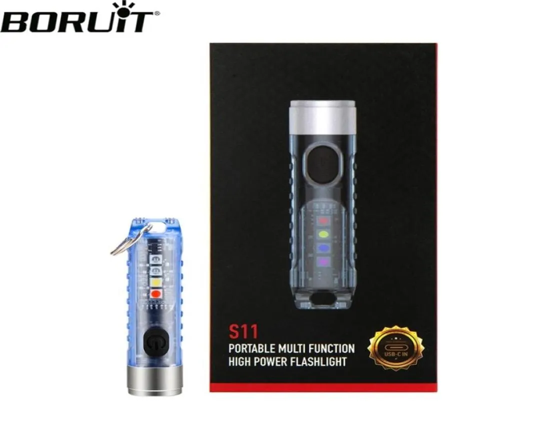 BORUiT S11 lampe de poche SST20 LED TypeC rechargeable porte-clés torche avec identification par fluorescence éclairage extérieur portable 220228584870