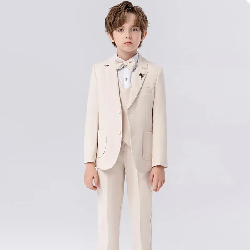Kläderuppsättningar Fashion Boys Suits kläder Solid Dop Set Suits Flower Wedding Childres Suits kläder 3st 3-12y conunto 231108