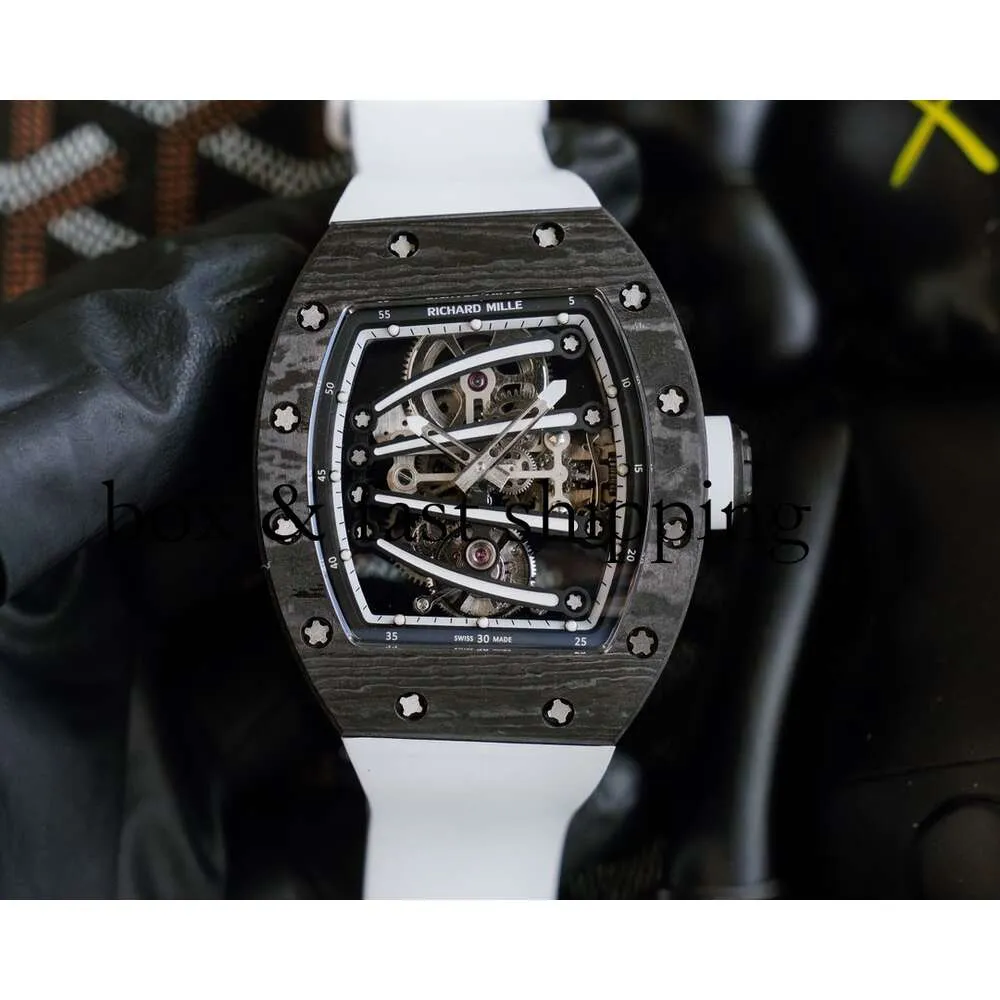 Carbon Rm059-01 SUPERCLONE Actief Tourbillon-horloge Rm59-beweging Mechanische vezelkast Saffierspiegel Sporthorloges Yohan Blake 682 Luxe horloges