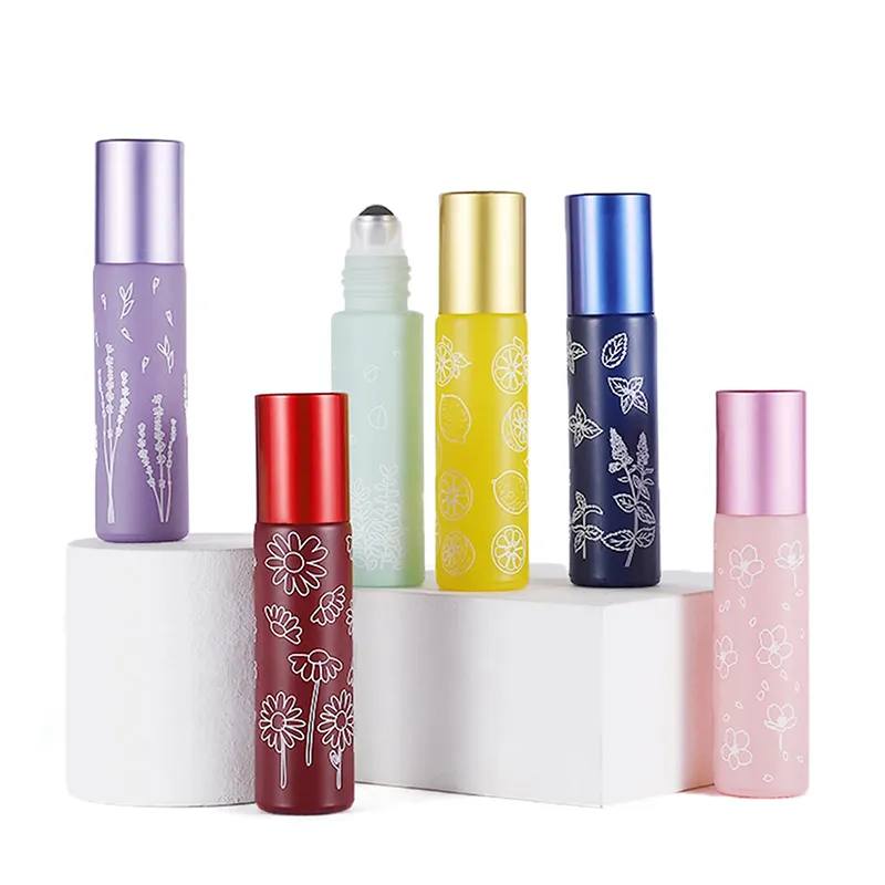 ガラスローラーボトル印刷ポータブル香水エッセンシャルオイルロールボトルカラー化粧品ボトル10ml