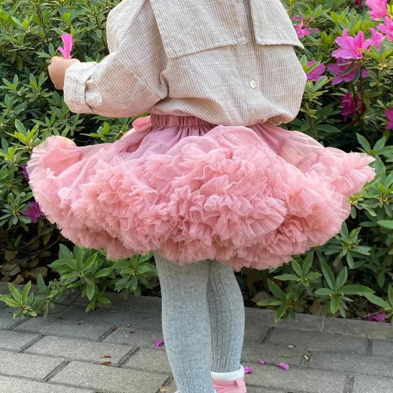 Kjolar flickor tutu kjol extra fluffig pettiskirt prinsessa mjuk tyll barn tjej fest dans 2-8 år baby