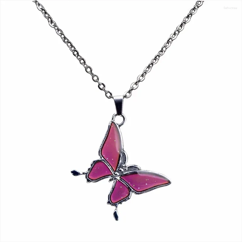 Pendentif Colliers Collier De Mode Grand Insecte Papillon Animal Changement Chaînes De Couleur Femmes Bijoux