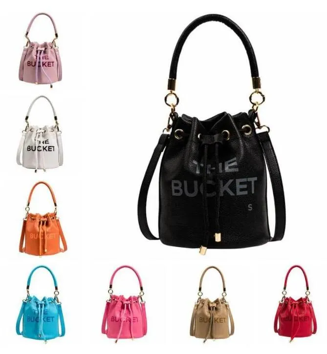 Klassieke treksluiting de marc lederen BUCKET tas Dames heren handtas originele Luxe tote Trekkoord schouder hot fashion Designer emmers THE Bag 021