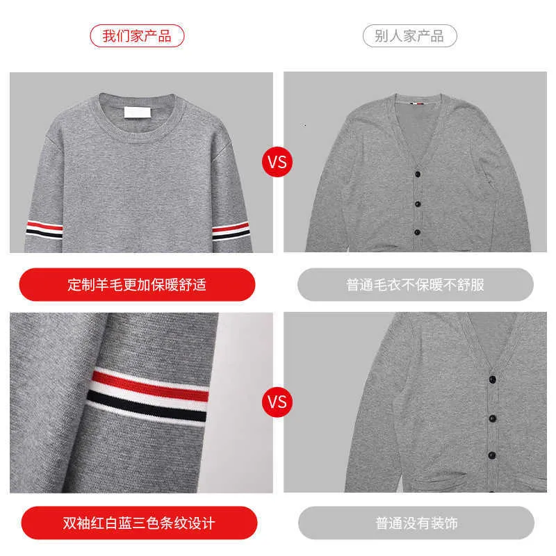 Men's Sweaters designer luxury TB browin's new wool round neck pullover, men's and women's same stripe bottomed casual sweater NY0J