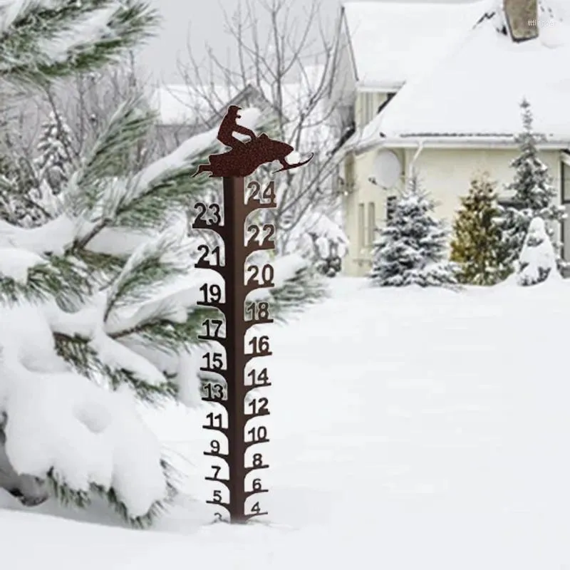 Décorations de jardin en plein air, jauge de neige rétro, piquets de vacances durables, décoration adaptée à la pelouse de la cour SNO88