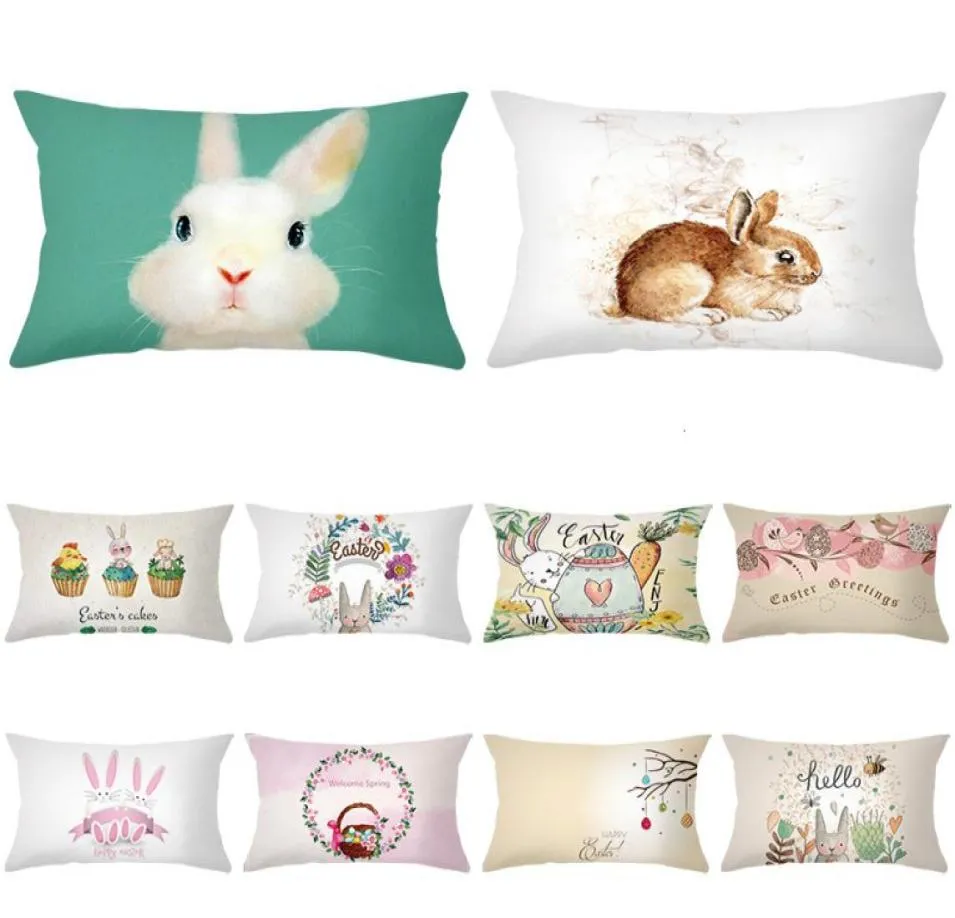 Taie d'oreiller en velours de pêche, peau de pâques, imprimé lapin, taille, accessoires pour la maison, canapé, 2020, Case8292745