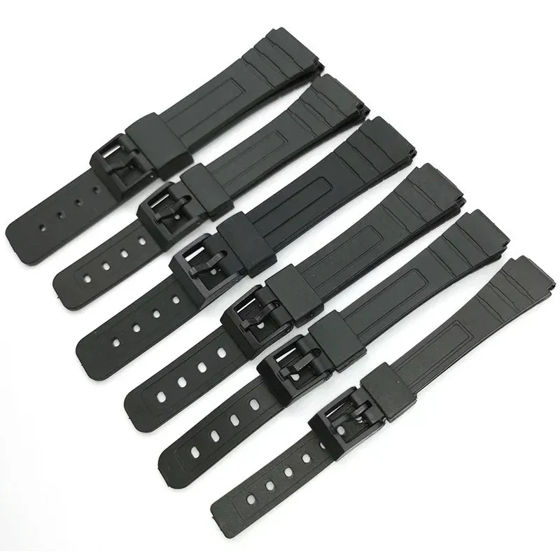 Bracelets de montre 16mm 18mm 20mm Bracelet de montre en Silicone pour Casio W800H Bracelet en résine PU noir SGW400 F91W F84 F105108A158168 AE12001300 231109