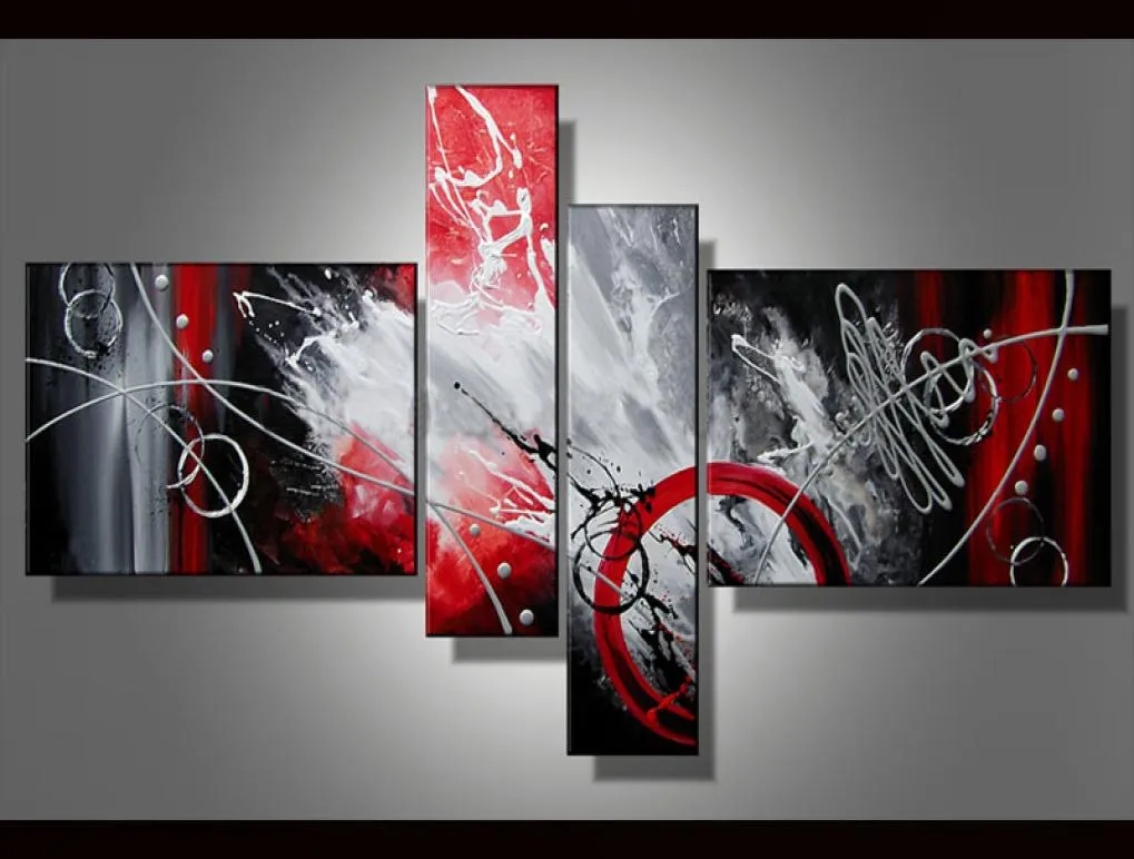 Hedendaagse muurkunst Meerdere 4-delige sets Modern abstract olieverfschilderij Handgeschilderd op canvas voor woonkamer Kantoor el Home 4946077