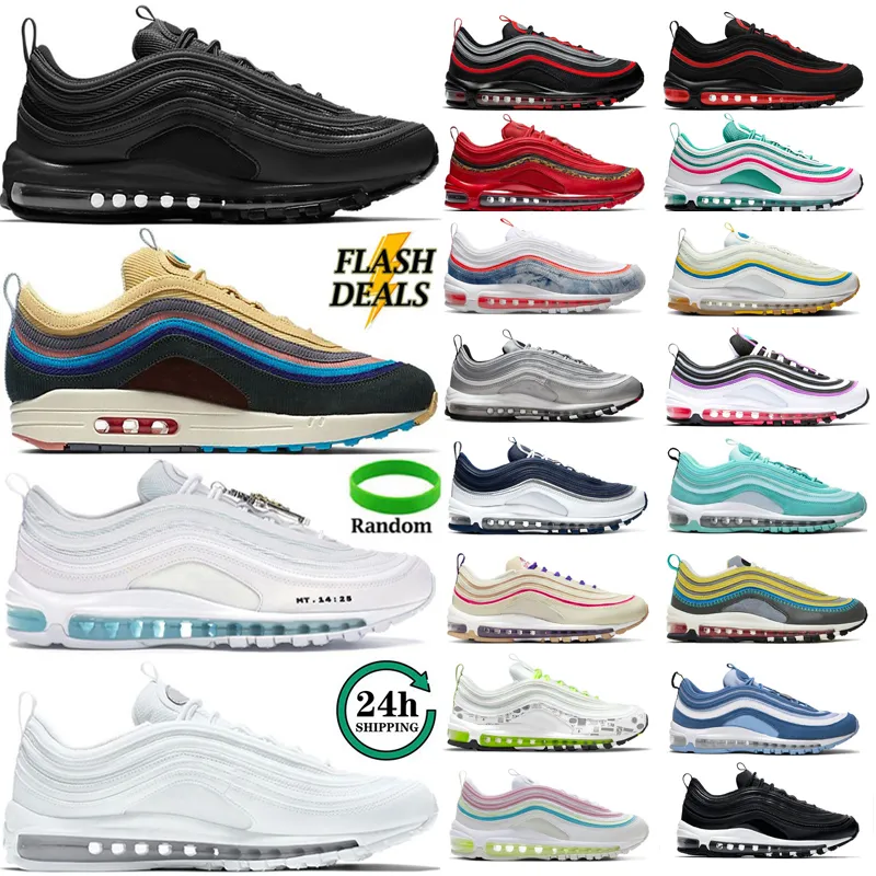 97 97S Mężczyzn Buty do biegania Sean Wotherspoon klasyczne Triple Black Białe trampki Czerwony Lampart wyhodowany damski trener Treaker Sports Outdoor Sports 36-45 EUR