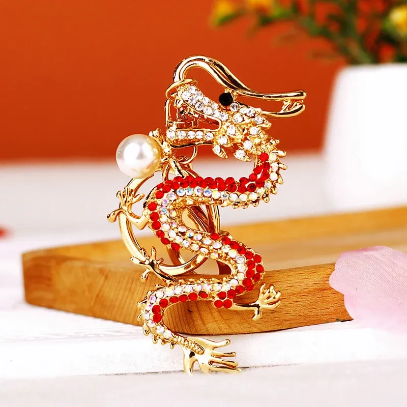 Colorful Chinese Dragon Lizard Keychain With Rhinestone And Colorful Chinese Dragon Lizard Keychain With Rhinestone And