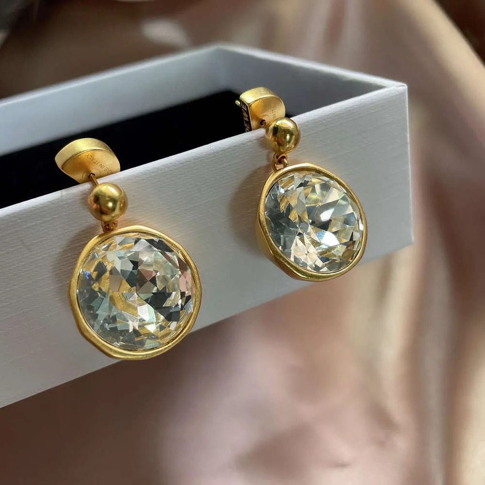Classic designer earrings loews jewelry Luxury fashion jewelrys Shiny Gold Diamond Crystal Sphere Pendant Earrings Earstuds Long Necklace Accessories for Women