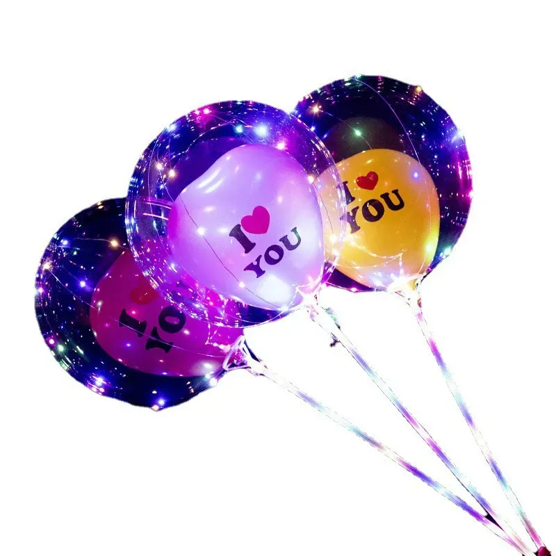 20 inch BOBO Balloon Led Lighting Multicolor Luminous 70cm Pole  30LEDs Night Light For Wedding Christmas Halloween Birthday Balloons Party Decor