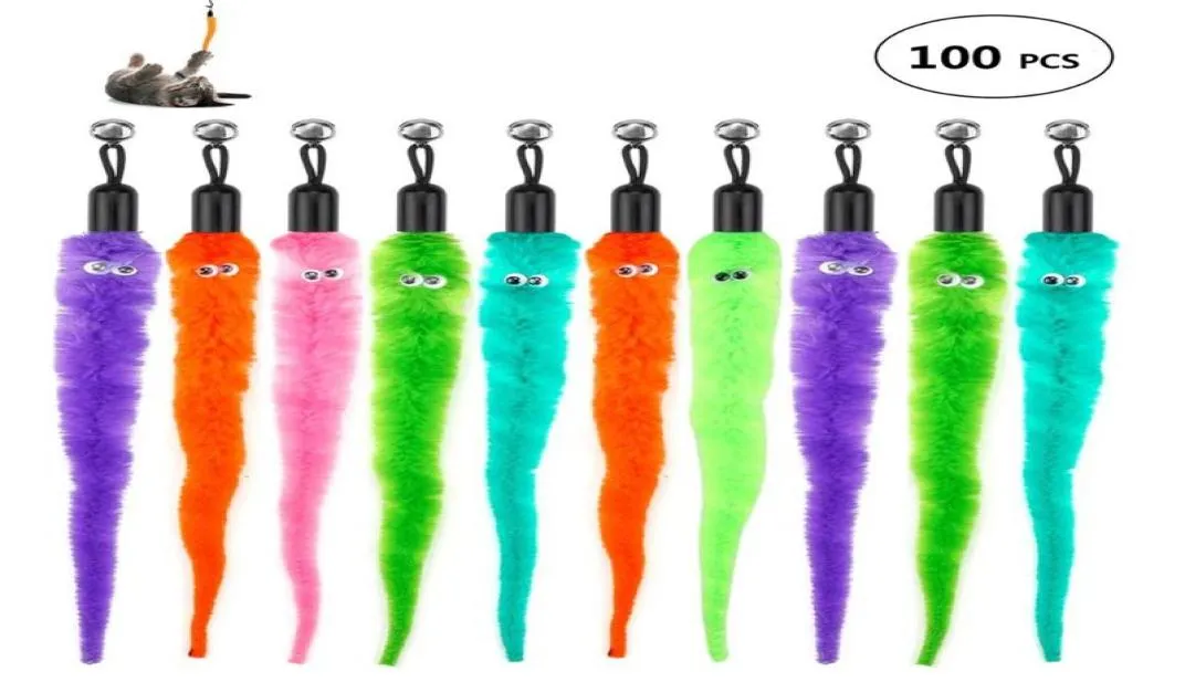 猫のおもちゃ100pcs squiggly worm Toy Refills Wand交換インタラクティブなティーザーアタッチメント屋内猫kittencat toyscat9082544