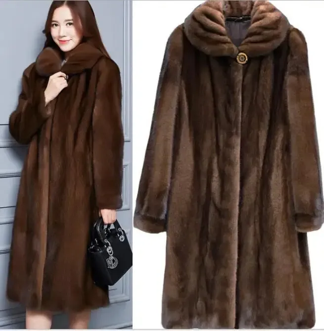 Women's Fur Faux Fur Women long jacket faux fur mink Fur coats winter-fall Casual faux fur coat large Sizes S6XL Women Imitation fur outerwear 231108