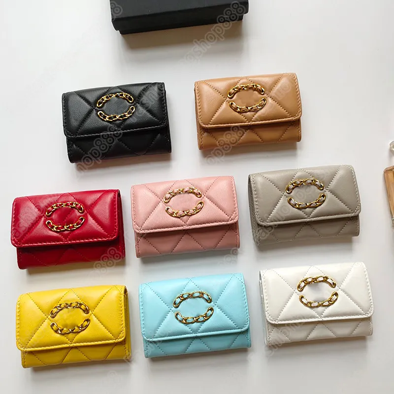 New flap coin purse Luxurys Designers fashion Genuine Leather Folding Wallet Cute Coin Purse Women's Credit Card Holder Rhombus pattern Purse Crossbody 19 Bag