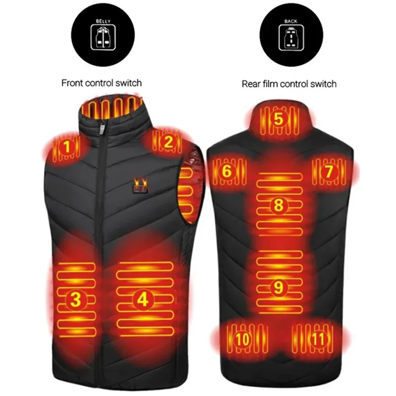 Women's Vests 11 Areas Self Heated Vest Heating Body Warmer Men's USB Battery Powered Women's Warm Vest Thermal Winter Clothing 231109