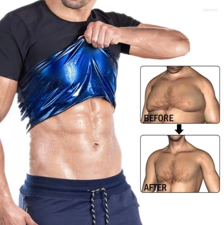 Homens camisetas suor sauna corpo shapers colete cintura trainer tops emagrecimento compressão shapewear espartilho para homens mulheres camisa de treino