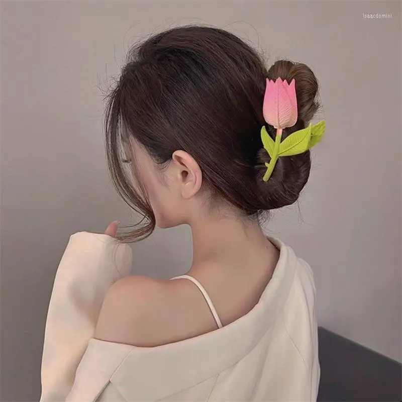 Klipy do włosów 2023 Korea Summer Fashion Tulip Sunflower Clip dla kobiet Temperament All-Match Back of the Head Accessories