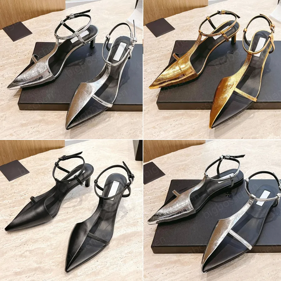 Tasarımcı Bayanlar Sandalet Elbise Ayakkabı Moda Marka Yüksek Topuk Ayakkabı Altın Gümüş Gümüş Deri Seksi Parti Bar Lüks Yemeği Nedime Ayakkabı 35-40 Kutu