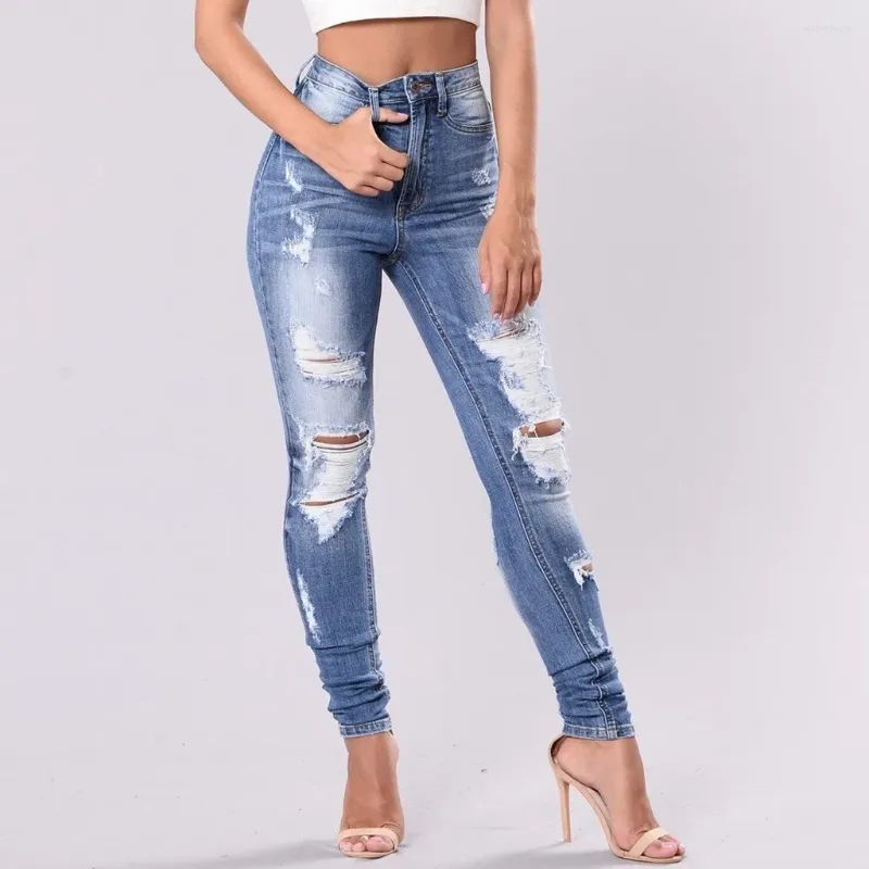 Jean femme pantalon Long Denim grande taille taille haute trou bouton pantalon cloche-bas jambe large vêtements