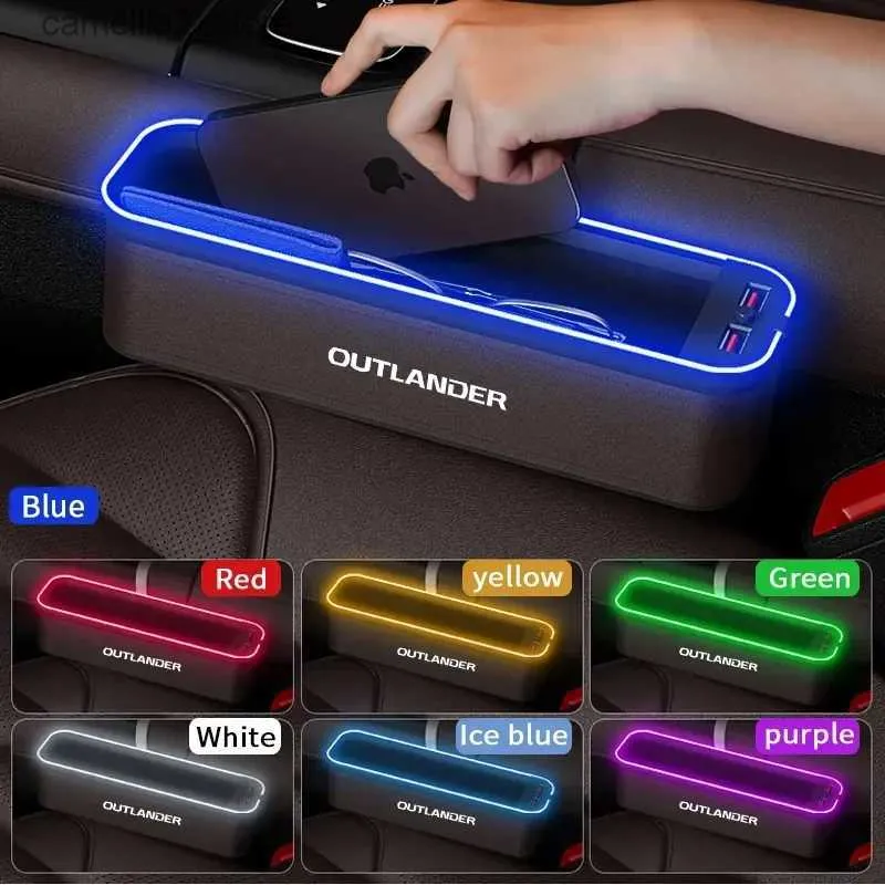 Organizator samochodu GM Siedzący pudełko z lampką atmosfery dla Mitsubishi Outlander Czyszczenie ładowania USB Q231113