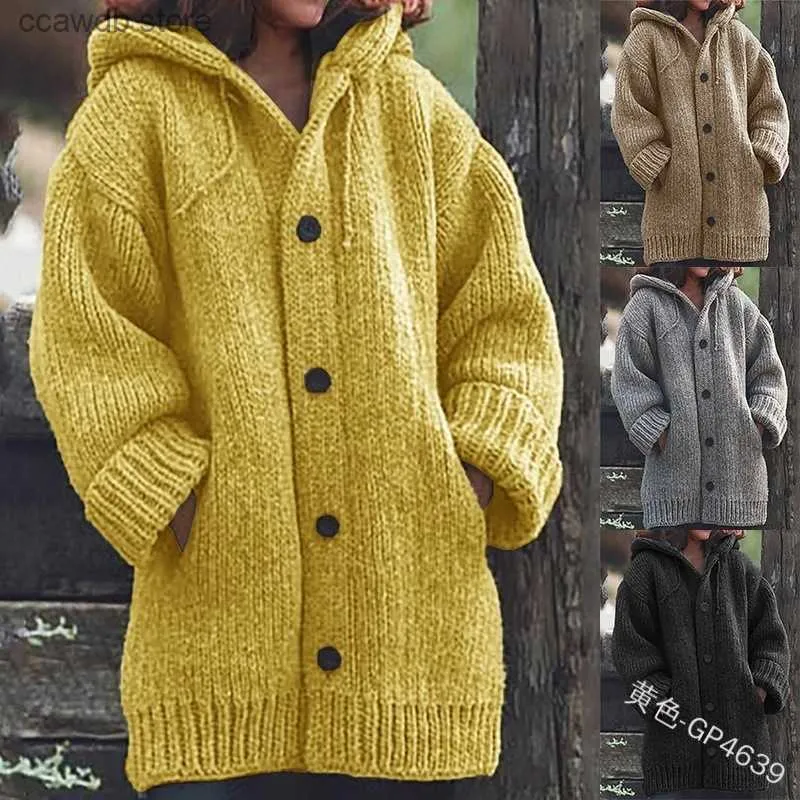 Pulls pour femmes Pull de longueur moyenne pour femme nouveau cardigan veste à capuche M107 T231109