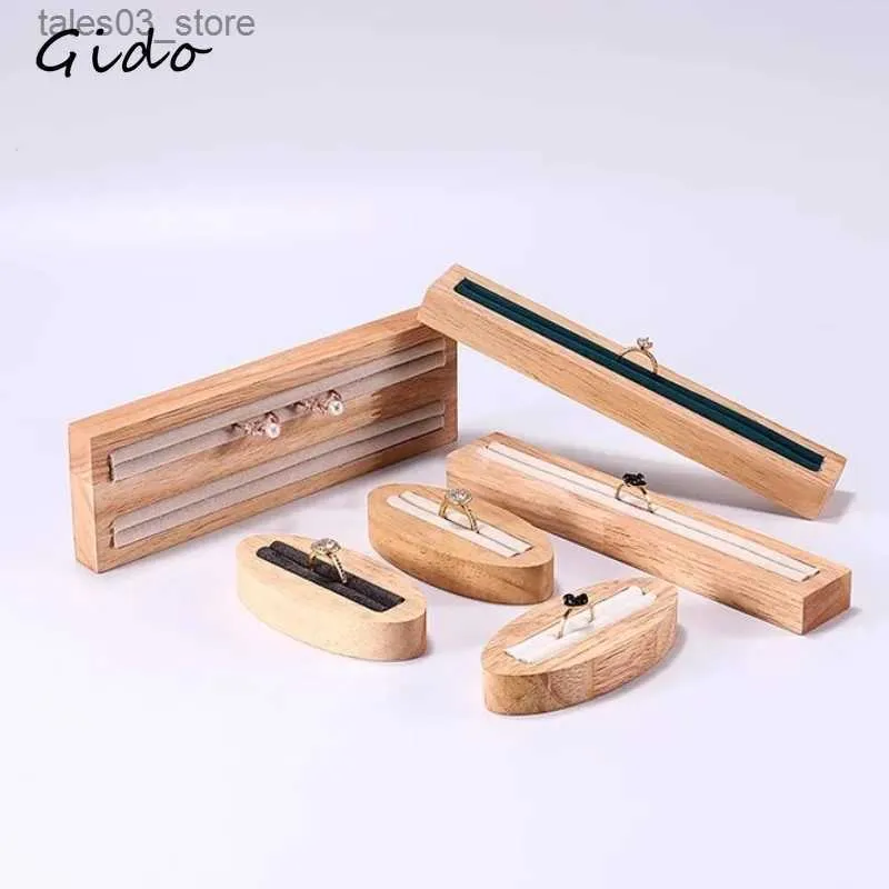 Jewelry Boxes Ring Display Tray Wooden Showing Case Jewelry Support for Rings Earrings Bangle Jewelry Store Exhibiton Q231109