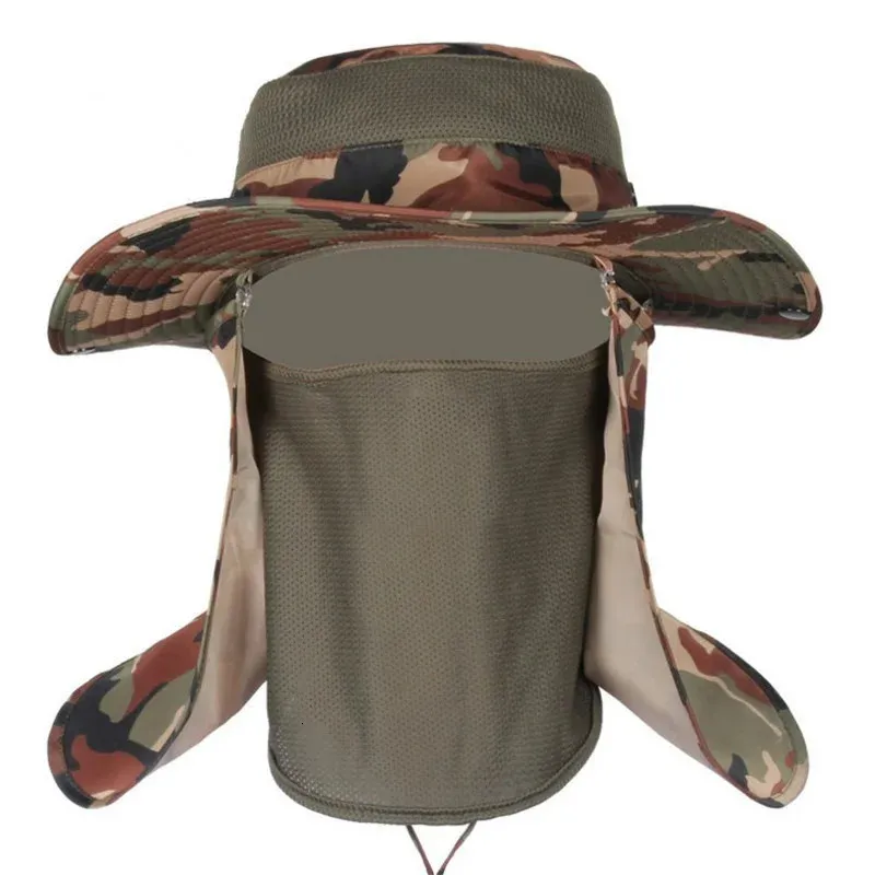 Ciclismo Caps Máscaras Homens Mulheres Pesca Ao Ar Livre Anti-Mosquito Cap Verão Equitação Escalada Caça Camping Caminhadas Sombrinha Protetor Solar Tático Camo Hat 231101