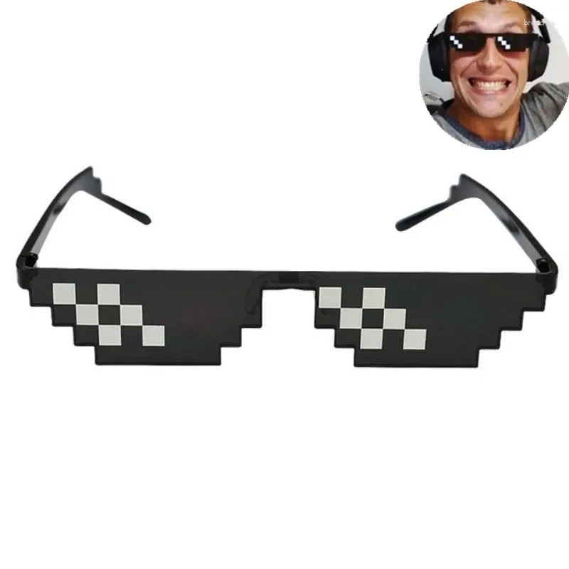 Solglasögon 8 bitars thug liv pixelerade män kvinnor varumärke party barn glasögon mosaik uv400 vintage glasögon unisex present leksaksglasögon