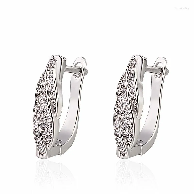 Hoop Earrings Trendy 925 Sterling Silver Small Round Rhinestones Women Fashion Jewelry Gifts Zircon