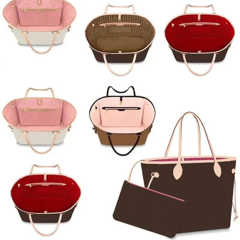 디자이너 가방 토트 가방 Neverfull Luxurys 쇼핑 핸드백 mm gm pm 여자 대형 가죽 토트 ZIPPEN POUCH 고품질 클래식 플라워 체크 어깨 가방