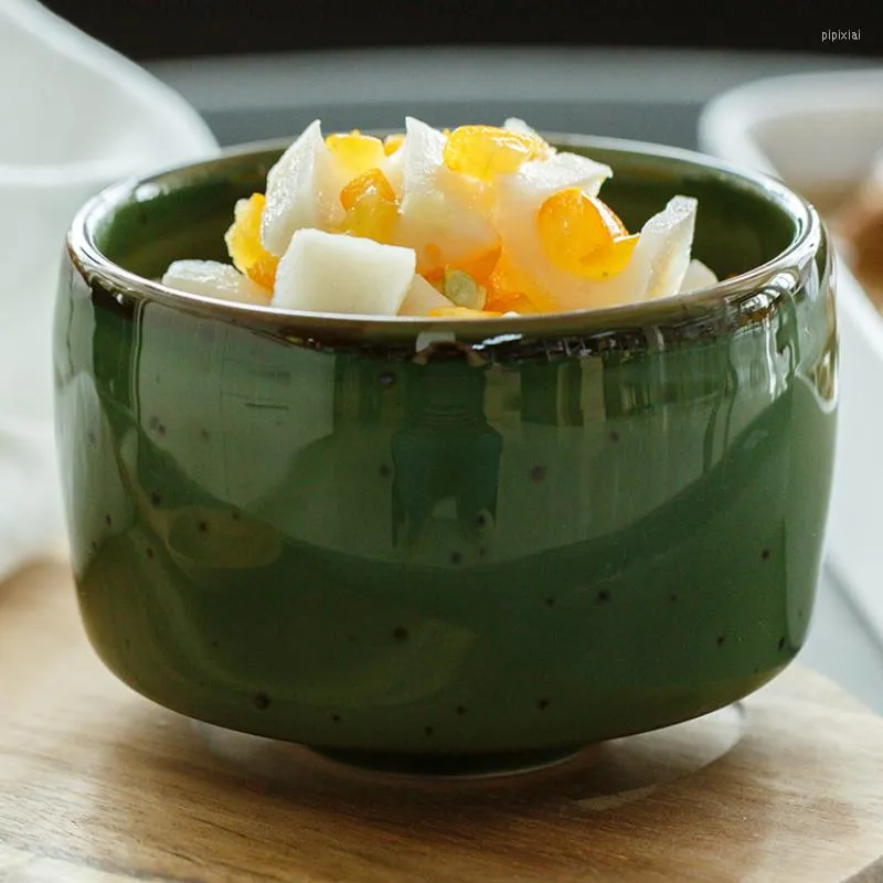 Bols en céramique rétro baguettes de riz anti-échaudure haut pied ménage cuisine outil fruits Dessert oeuf à la vapeur petit bol à soupe