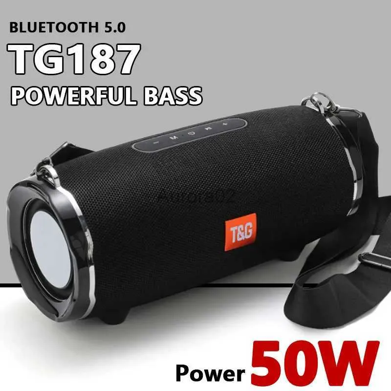 Datorhögtalare TG187 50W High Power Bluetooth Speaker Waterproof Portable Column For PC Computer Speakers Subwoofer Boom Box Music Center Radio YQ231103