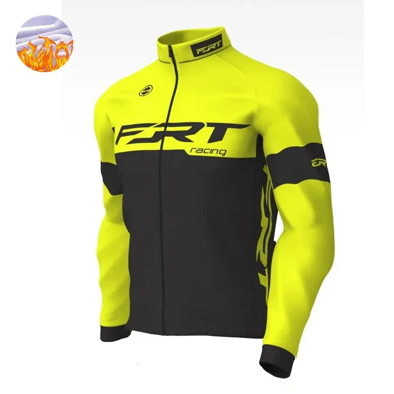 Kurtki rowerowe frt zimowe ubrania rowerowe męskie Jersey Jersey ciepła kurtka polarowa aksamitna top maillot ciclismo rowerowe zestawy z długim rękawem 231109