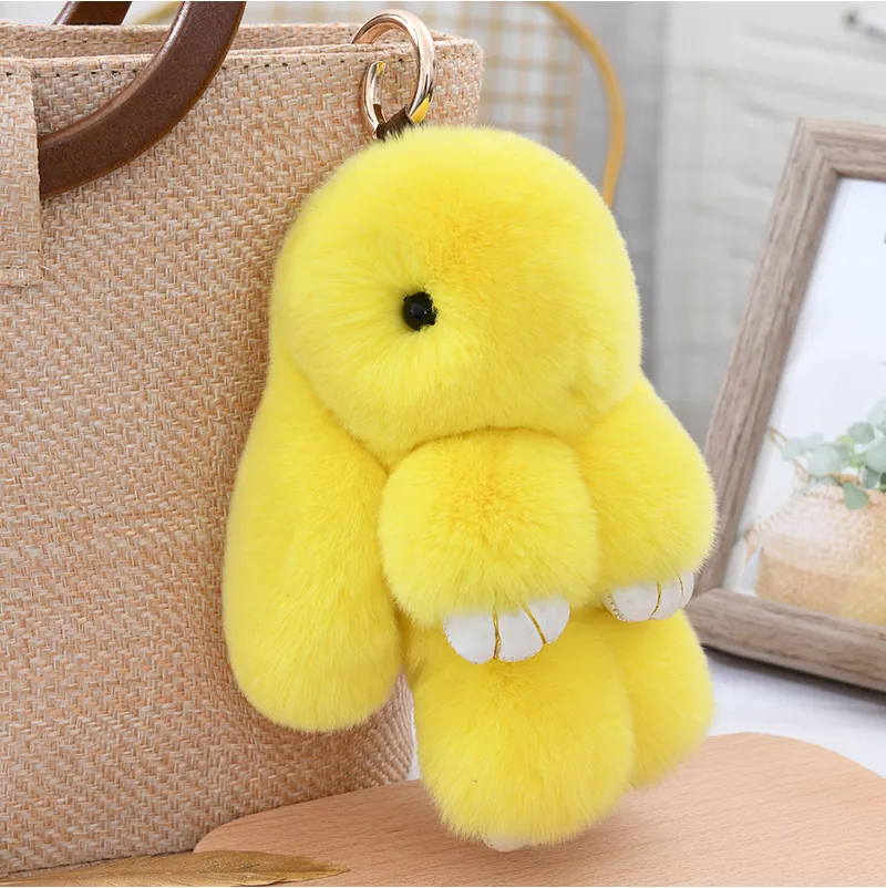 Keychains Lanyards Three Model Size 100% Natural Rex Rabbit Cute Fluffy Bunny Keychain Real Fur Key Chains Bag Toys Doll_voghion.com