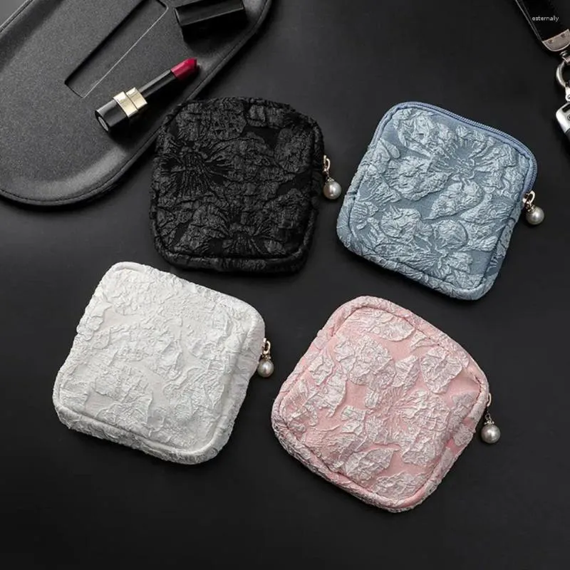 Sacs de rangement Mini sac cosmétique fleur texture serviette de grande capacité voyage essentiel pour serviettes rouges à lèvres serviettes de tante compact
