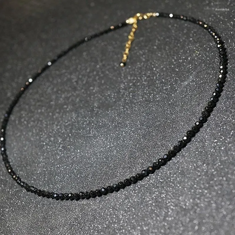 Chaînes marque de mode Simple perles noires collier court pour les femmes cristal brin collier ras du cou vacances dames fête bijoux 2023