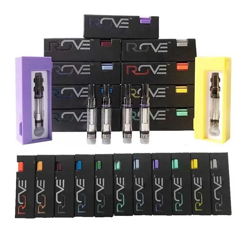 Roved Glazen Karren Vape Cartridges 0.8ml 1ml Keramische Lege Verstuiver 510 Draad Dikke Olie Cartridge Verpakking Vaporizer Kindveilige Snap Tops Met Pakket