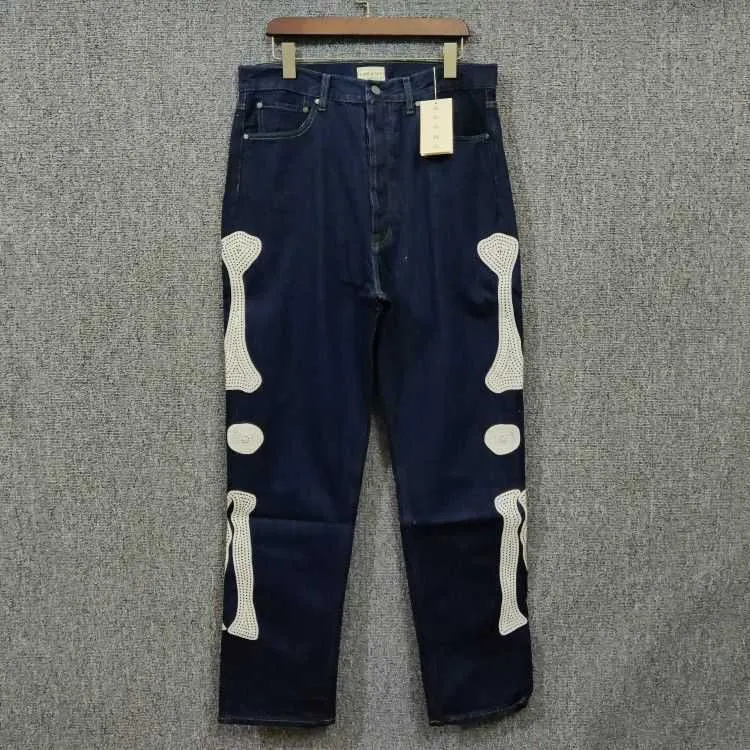 Japanische Modemarke Kapital Skeleton Bone Embroidery Hirata Hehong Herren lockere Freizeitjeans