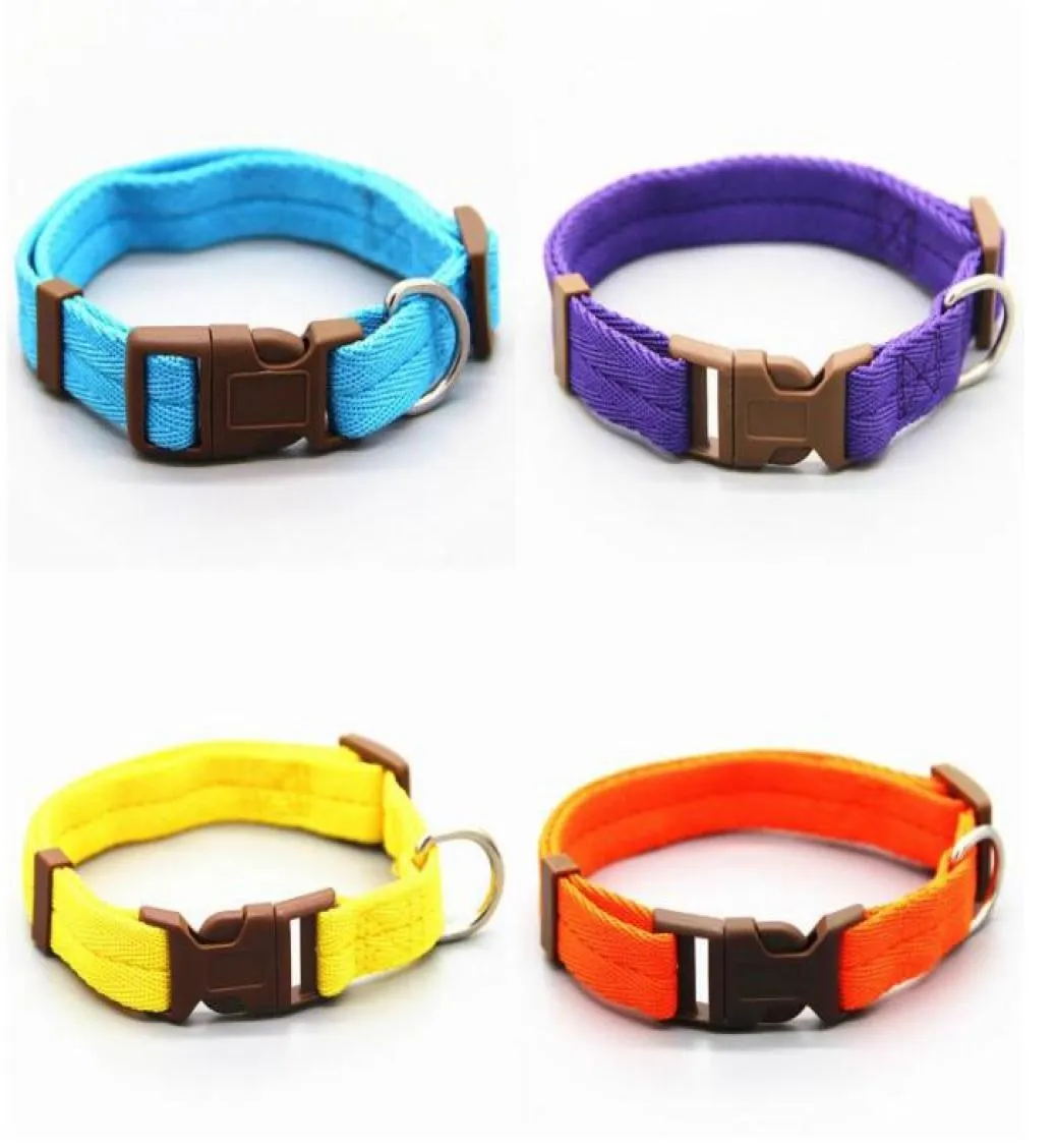 Pet Dog Collar Classic Solid Basic Polyester Nylon Dog Collar With Quick Snap Buckle Valfri krage Pull Rope5379823