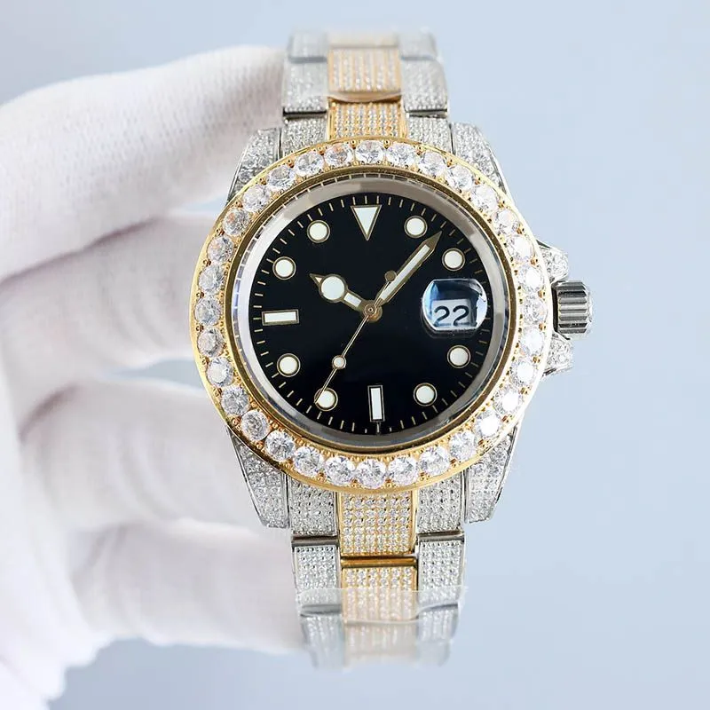 メンズビジネスウォッチ42mmダイヤモンドベゼルゴールドストラップデザイナーの時計自動巻きの機械式腕時計ファッションスポーツ時計モントルデュルク