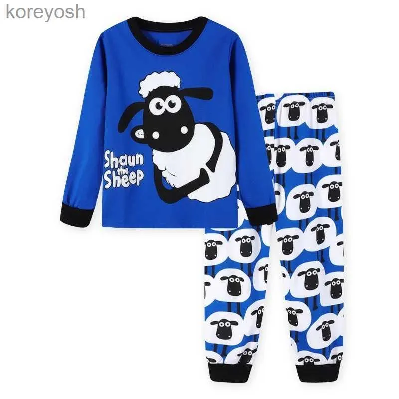 Pyjamas SAILEROAD Kinder Pyjamas Cartoon Schafe Pyjamas Set Kinder Pijama Infantil Jungen Nachtwäsche Baumwolle Mädchen Langarm Nachtwäsche AnzugL231109